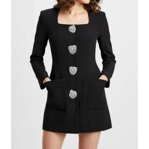 MISS ROSIER Fionnghuala Crystal Embellished Mini Dress, Black, Large